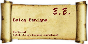Balog Benigna névjegykártya